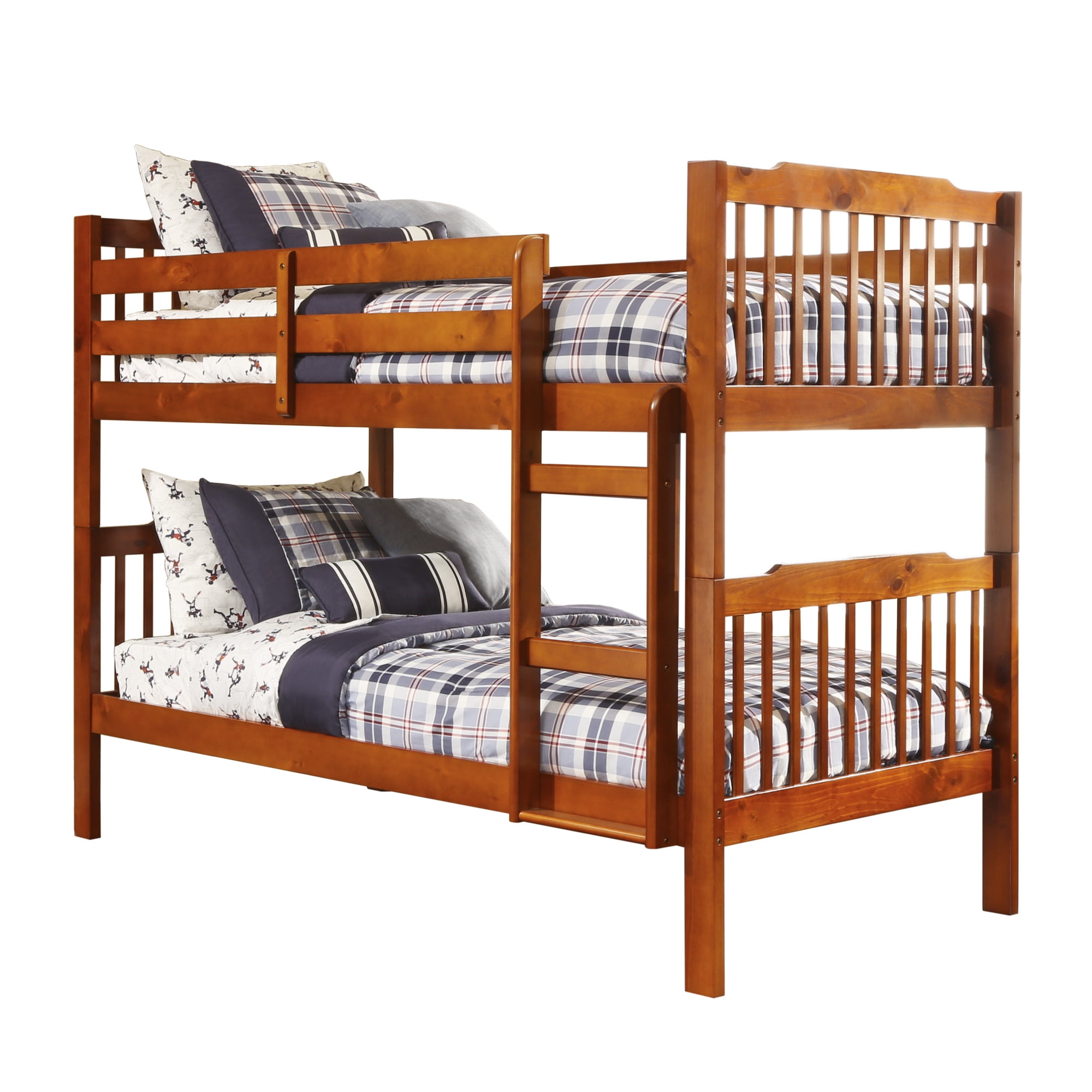 Chelsea Lane Elise Convertible Twin over Twin Wood Bunk Bed, Mahogany