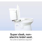 TUSHY Wave Bidet Seat with Self Cleaning Nozzle, DuoFlow Front and Rear Wash, Soft Close Lid, Easy Install For Elongated Toilet (Platinum Knob)