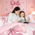 thumbnail image 4 of meiyoeat pink Initial Letter M Twin Comforter Sets,Dreamy Princess Bow Kids Bedding Set,Pink Reversible,2pcs,1 Comforter and 1 Pillowcase, 4 of 7
