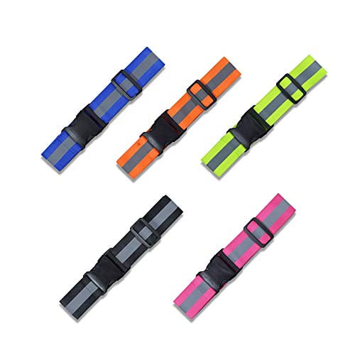 Blue Orange Pink Fits Women Green Walking & Cycling Men & Kids Red 5 PCS Reflective Belt or Sash Lightweight Reflective Gear for Running High Visibility Military Heritage Style Glow Belt
