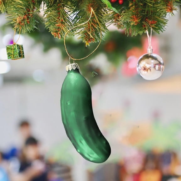 PPKVUFD German Christmas Pickle Ornament Tradition Decor - Green Glass Tree Decoration - Great Gift Stocking Stuffer