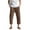 Coffee, variant on lmcalzta Mens Linen Capris Plus Size Elastic Waisted Casual Pants with Pockets Beach Summer Trousers