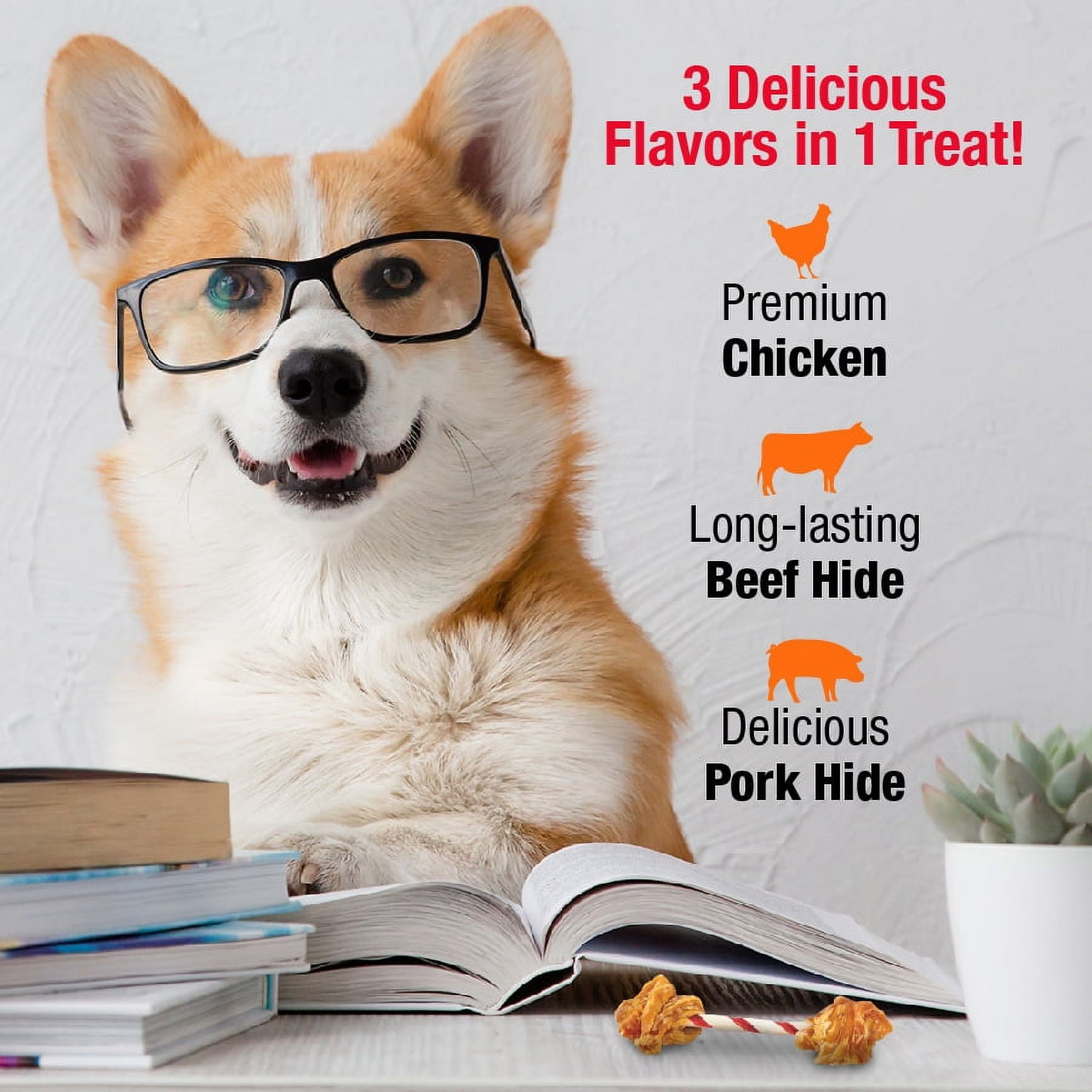 Good 'n' Fun Triple Flavor Double Pops with Chicken, Rawhide Chews for All Dogs, 5.5 oz.