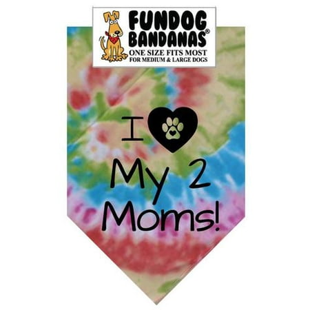 Fun Dog Bandana - I love my 2 mamans! - Taille unique pour Med à Lg Chiens, cravate écharpe animal de colorant