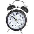 thumbnail image 2 of Reloj despertador Retro Twin Bell Mesa de escritorio de metal Reloj analógico Silencioso con luz nocturna para oficina en casa, Negro Inevent EL000911-02B, 2 of 7