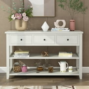 UBesGoo Rustic Wood Console Table for Entryway with 3 Drawers and 3 Shelves, Long Sofa Table Living Room Table, White