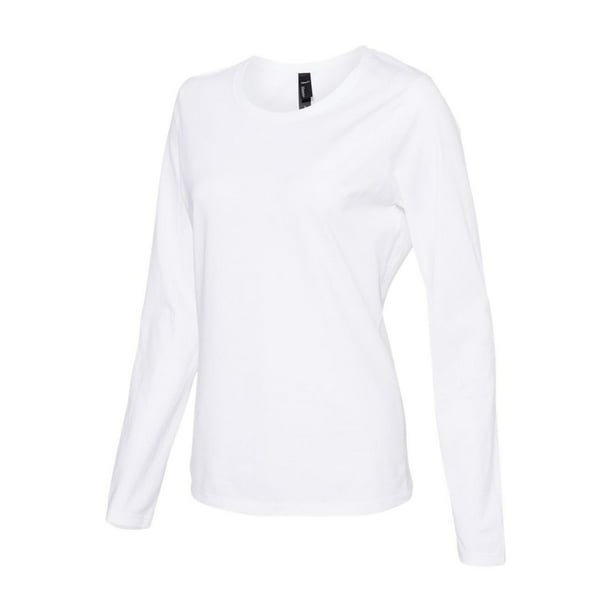 Hanes - Perfect-T Women’s Long Sleeve Scoopneck T-Shirt - S04LS - White ...