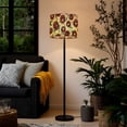 thumbnail image 5 of 2pcs Set Drum Lampshades (13"x 13"x 10"), Maroon teal circular patterns cream Woodblock print Fabric Lamp Shades, Large Replacement Shades for Table, Floor, and Pendant Lamps, Simple Assembly Needed., 5 of 8