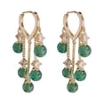 thumbnail image 1 of Opolski 1 Pair Ladies Earrings Eye-catching Fine Workmanship Tassel Golden Plated Delicate Polishing Dress Up Vibrant Color Green Simulated Emerald Earrings, 1 of 13