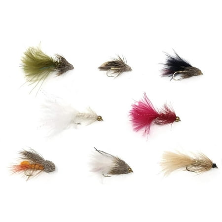 8 Popular Streamers in Many Colors- 16 Wet Flies - Wooly Bugger, Muddler,