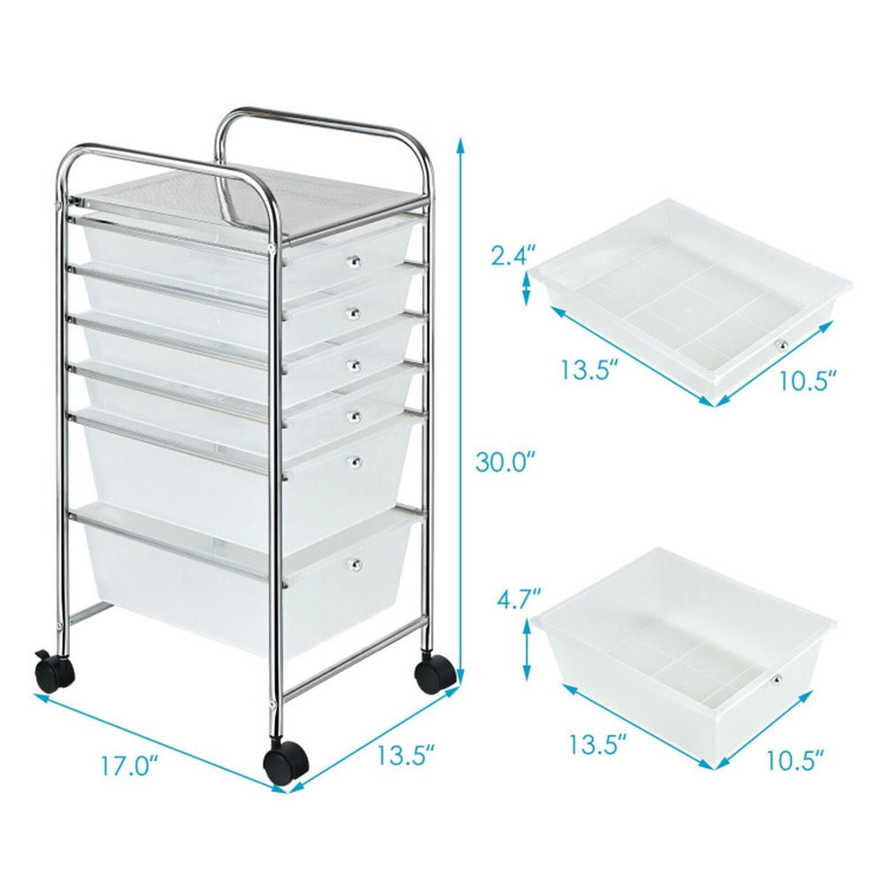 Demi Bonn 6 Drawers Rolling Storage Cart Organizer with 4 Universal Casters, Transparent