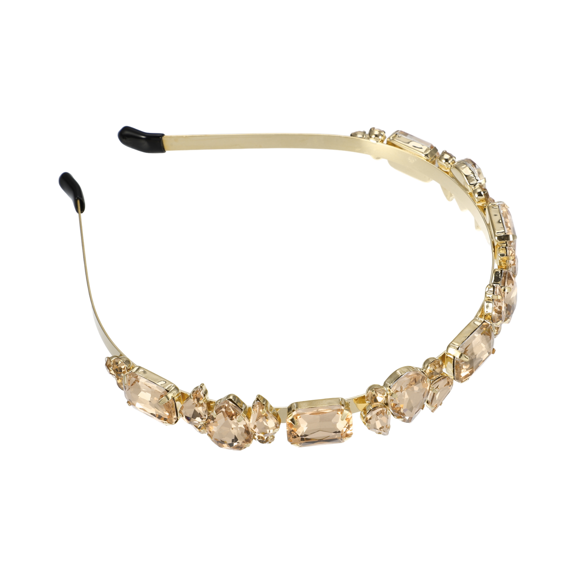 Unique Bargains Fashion Vintage Thin Rhinestone Champagne