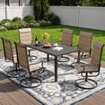 thumbnail image 3 of Techmilly Patio Swivel Chairs Set of 6, Outdoor Dining Chairs High Back, Padded All Weather Breathable Textilene Outside Furniture Chair , Grey White, 3 of 10