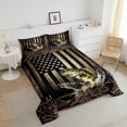 thumbnail image 3 of Erosebridal Vintage American Flag Comforter Set Full Size,Hunting Fishing Teens Quilt Set Adult Room Decor,Rustic Farmhouse Wooden Striped Duvet Insert,Black Brown, 3 of 6