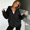 thumbnail image 6 of Oversized Zip Up Hoodie Women Casual Long Sleeve Sweatshirt Fall Winter Track Jackets, 6 of 6