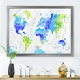 thumbnail image 3 of Designart 'World Map In Blue and Green' Modern Framed Art Print, 3 of 4
