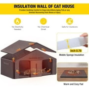 Morgete Insulated Outdoor Cat House for Winter Feral Cat Shelter Weatherproof with Soft Liner Included, Large Opening Roof Escape Door