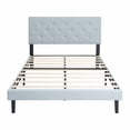 thumbnail image 4 of Harper & Bright Designs Twin Size Upholstered Platform Bed with Tufted Linen Headboard, Wood Bed Frame with Slat Support for Bedroom, Light Gray, 4 of 8