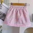 thumbnail image 4 of GPAECEAD 2-10 Years Girl's 2 Piece Outfits Plaid Tweed Half Sleeve Jacket and Ruffle Mini Skirt Set Pink, 4 of 9