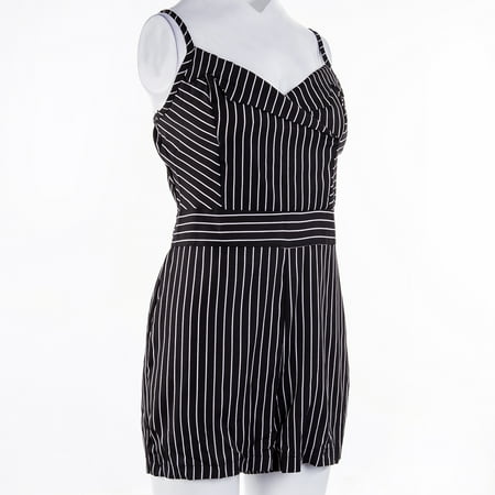 

Women Fashion Summer Sexy Spaghetti Strap Deep V-neck Sleeveless Tops and Lace Up Elastic Waist Shorts Solid Color Casual Jumpsuit