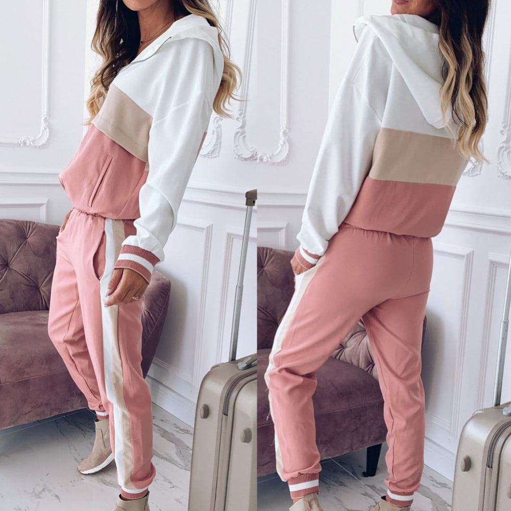 Details about   Women's Casual Long Sleeve Tracksuit Slim Fit Cropped Top Sports Long Pants Set 