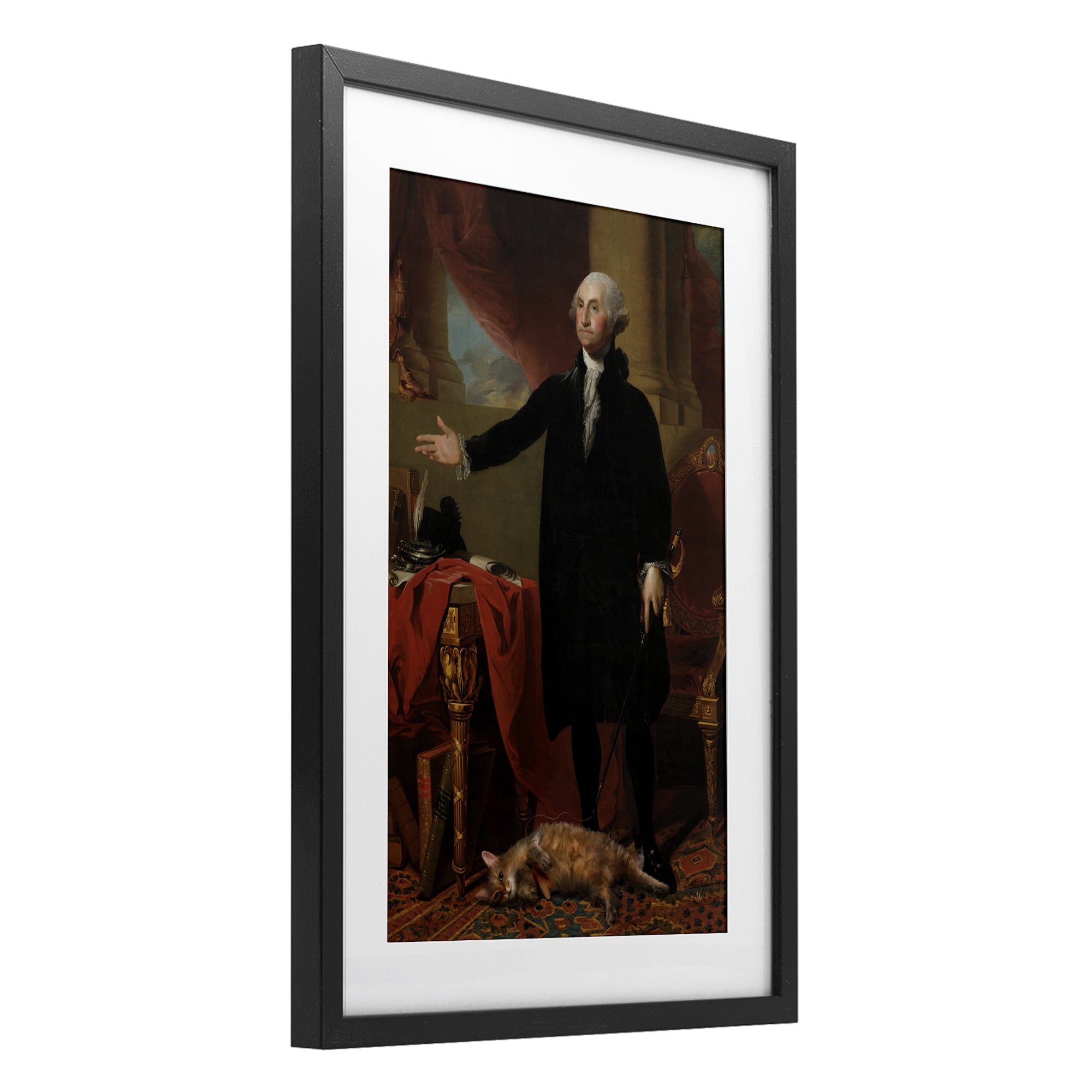 Stupell Industries Purrsuit Of Liberty Historical Cat Black Framed Print Under Glass, design by Sarah Adams