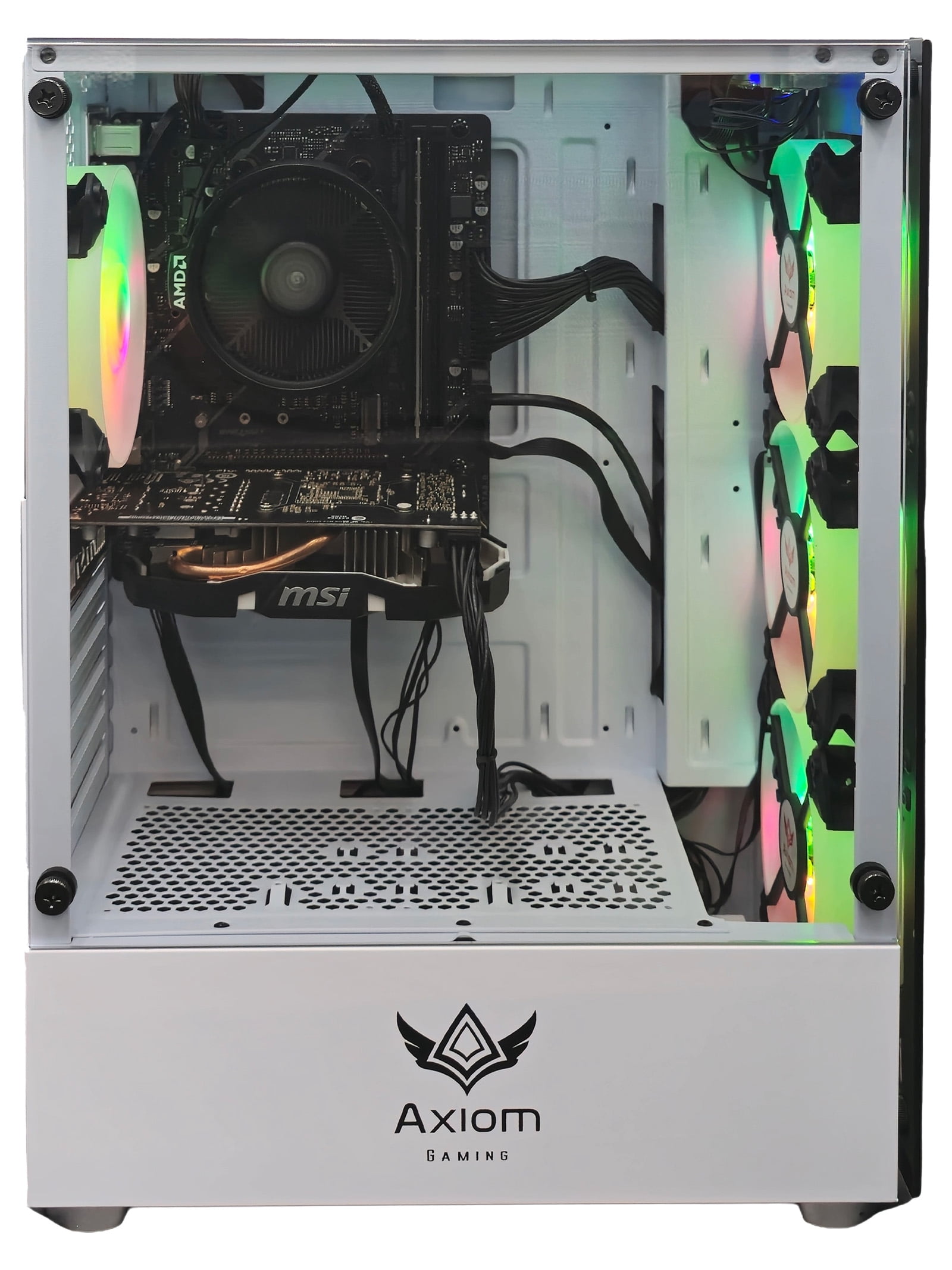 Axiom Gaming® Whiteflare Gaming PC Desktop – AMD Ryzen 5, 16GB DDR4, 512GB SSD, GTX 1060 6GB, WiFi, Windows 11 Home