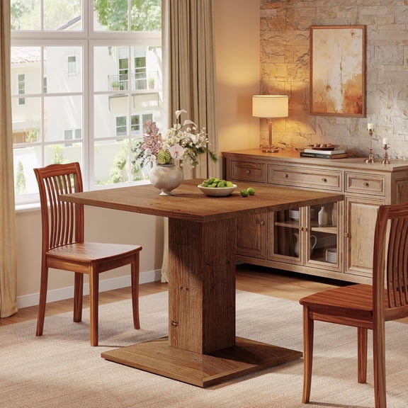 Finmind Solid Wood Square Dining Table for 4, 31.5-Inch Rustic Small Kitchen Table