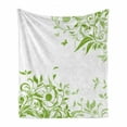 thumbnail image 1 of Green Soft Flannel Fleece Throw Blanket, Spring Time Theme with Victorian Design Branches Butterfly, Cozy Plush for Indoor and Outdoor Use, 60" x 80", Lime Green Pale Green, by Ambesonne, 1 of 6