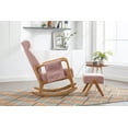 thumbnail image 4 of Rocking Chair With Ottoman, Mid-Century Modern Upholstered Fabric Rocking Armchair, Rocking Chair Nursery with Thick Padded Cushion, High Backrest Accent Glider Rocker Chair for Living Room, Pink, 4 of 9