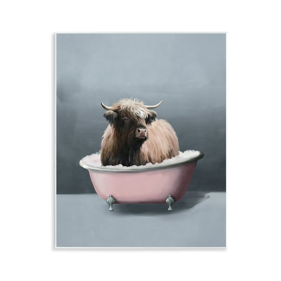 Stupell Industries Buffalo in Pink Tub Bath & Laundry Painting Unframed Art Print Wall Art, 11 x 14