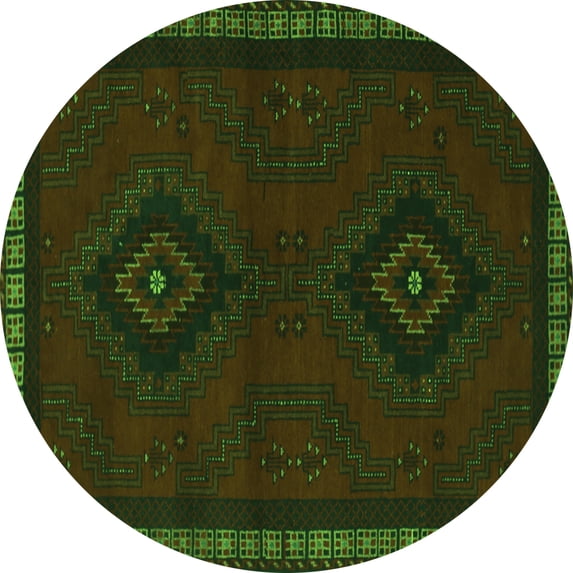 Ahgly Company Indoor Round Persian Green Traditional Area Rugs, 8' Round