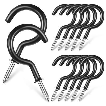 

12Pcs Vinyl Coated Ceiling Hooks Question Mark Shape Hook Heavy Duty Screw Cup Hook for Bathroom Kitchen Wall Ceiling Hanging