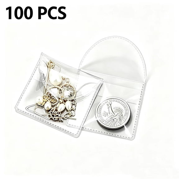 Vruelia 100Pcs Single Pocket Coin Flip, 2Inch Individual Clear Plastic Sleeves Holders Coin Holder Small Coin Sleeves