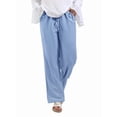 thumbnail image 3 of Women'S Cotton Linen Drawstring High Waisted Pants Casual Loose Fit Wide Leg Trousers Light Blue L, 3 of 7
