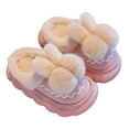 thumbnail image 4 of Povozer Toddler Girls' Cute House Slippers with Non-Slip Rubber Warm Slippers(Pink,1), 4 of 6