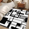 thumbnail image 4 of Black Grey Geometric Runner Rug 2.7x5 FT, Non Slip Entryway Carpet, Modern Abstract Art White Washable Soft Floor Carpet Entrance Mat Non-Shedding Throw Rug for Hallway Laundry Room Bedside, 4 of 9