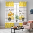 thumbnail image 4 of Bee Truck Kitchen Curtains Window Panels, Yellow Honey Daisy Floral Plaid Wooden Grain Insulated Window Treatment Curtain, Grommet Curtains for Bedroom/Living Room/Bathroom, 2 Piece 42"Wx84"L, 4 of 8