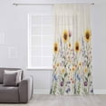 thumbnail image 3 of Sunflower Semi Sheer Curtains Drapes for Living Room, Bedroom, French Doors Window 54 Inches Long, Vintage Spring Floral Summer Botanical Rod Pocket Chiffon Curtain Drapery Voile Draperies Panel, 3 of 6