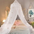 thumbnail image 6 of XYAIYT Bed Canopy with Lights for Girls, Gold Star Princess Crib Canopy Curtains,Extra Large Dome Mosquito Net Reading Nook Canopy for Boys Full Queen Size Bed (White), 6 of 7