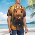 thumbnail image 2 of KLL Men's Hawaiian Shirt Short Sleeve Button Down Beach Shirts-Cute Sunflower Guinea Pig, 2 of 5