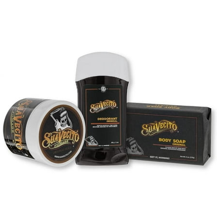 Suavecito Pomade Signature Scent Essentials Bundle: Hair Styling Pomade, Aluminum Free Deodorant, Moisturizing Body Soap