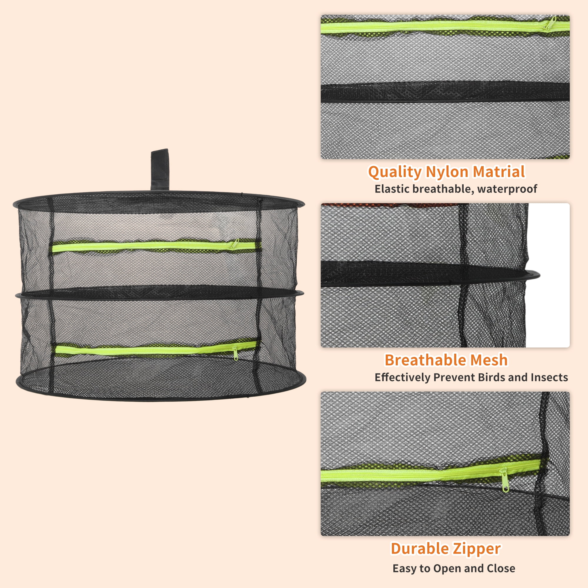 Unique Bargains Herb Drying Rack Mesh Hanging Foldable Rack for Plants Black Cyan