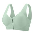 thumbnail image 2 of SROBPTY Plus Size Bras for Women, Womens Everyday Bras, Women Solid Color Front Closure Wireless Open Back Seamless Gathering Everyday Bras Green,XL, 2 of 5