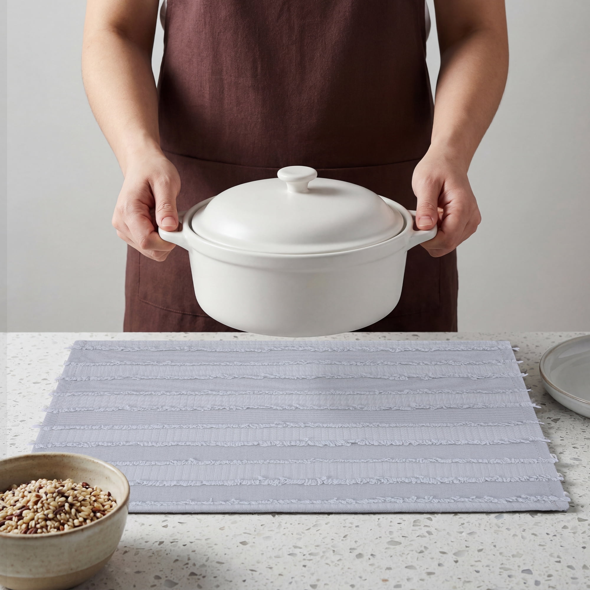 Unique Bargains Rustic Placemats Set of 4 Rectangular Cotton Blend Gray 15.7x11.8inch