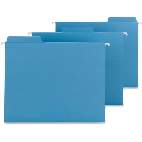 Smead FasTab Hanging Folders Letter - 8 1/2' x 11' Sheet Size - 1/3 Tab Cut - Top Tab Location - Assorted Position Tab Position - 11 pt. Folder Thickness - Blue - 2.50 oz - Recycled - 20 / Box