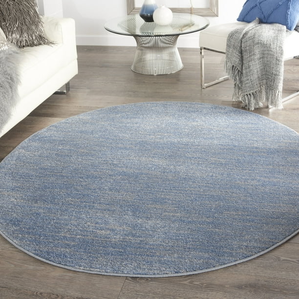 Nourison Essentials Solid Contemporary Blue/Grey Area Rug
