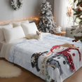 thumbnail image 3 of Christmas Flannel Blanket for Bed,Travel and Camping, Cute Winter Snowman Snowing Scenery Wood Grain Super Soft Cozy Blanket for All Seasons 40"x50", 3 of 9
