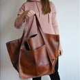 thumbnail image 2 of Large Capacity Tote Bag, Retro Style Faux Leather Handbag With Front Pocket For Work & Travel, 2 of 5