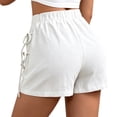 thumbnail image 2 of Plus Size Shorts with Pockets Women's Linen Skort with Side Tie, Front Wrap Mini Skirt Shorts, Summer High Waist Short Pants for Beach Vacation Wear White XXL, 2 of 6